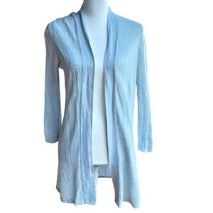 Loft Light Blue Womens M Open Knit Cardigan Beachy Sailor Coastal Lightweight